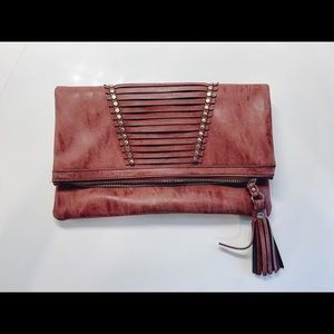 Nude Pink Faux Leather Clutch